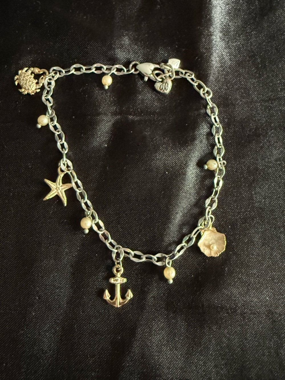 Gold-Tone Nautical Charm Anklet with Pearls - Women Jewelry